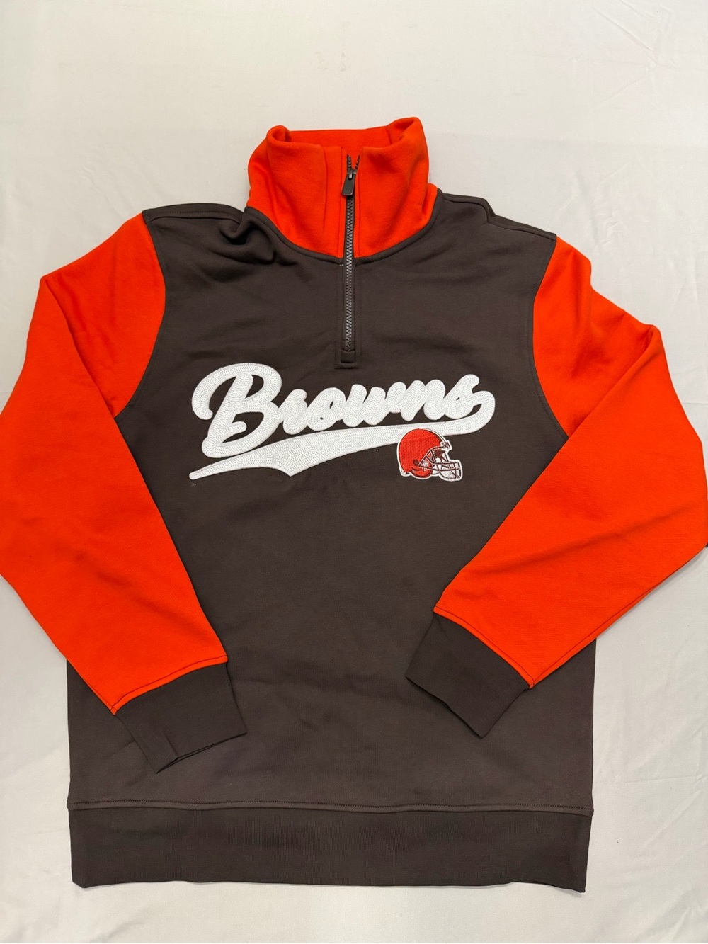 Cleveland Browns Tommy Hilfiger Men's Brown & Orange Quarter-Zip Pullover